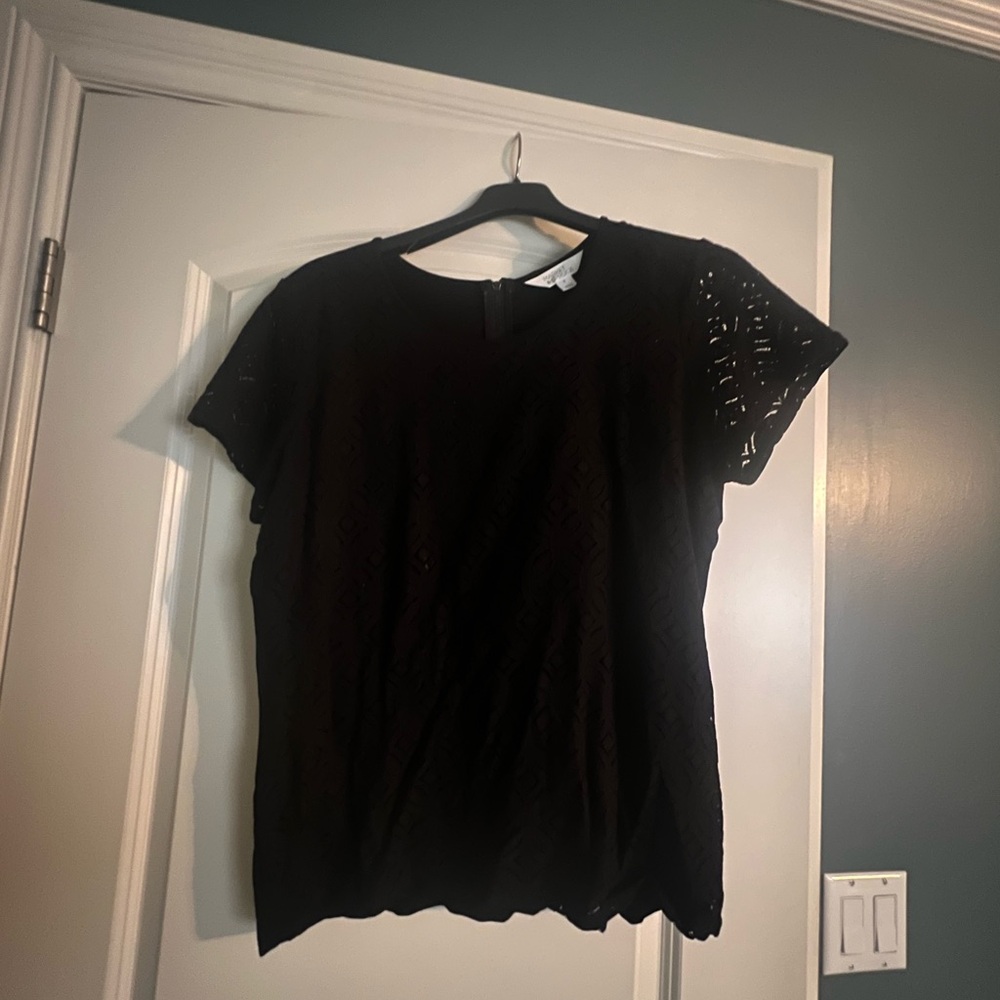 Market & Spruce Black Blouse with Decorative Details